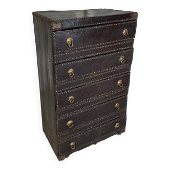 Vintage leather chest of drawers