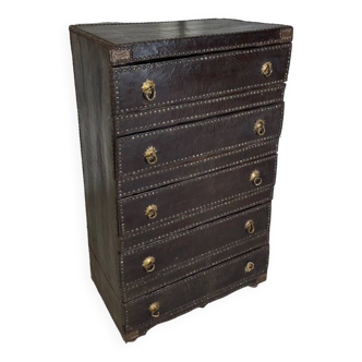 Vintage leather weekly chest of drawers