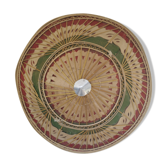 Chapeau vintage artisanal déco murale jonc naturel rotin