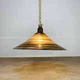 Temde Leuchten pendant light, plexiglass, rope and wood, 1970s