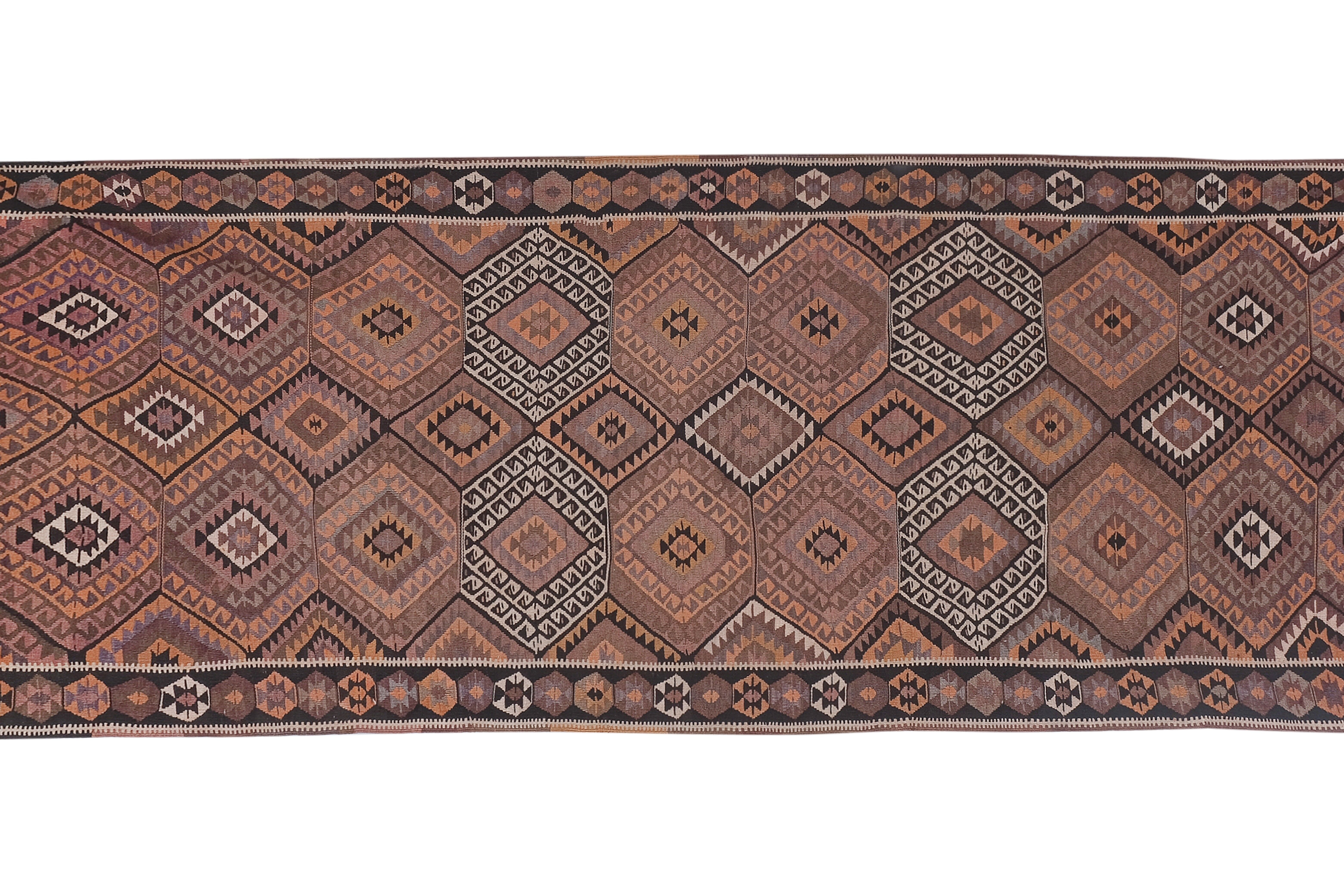 Vintage Turkish rug from Oushak, handwoven 132x360 cm