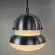 Large pendant lamp in brushed metal and opaline glass, Italy 1970s