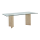 Mid‑Century Italian Dining Table with Glass Top and Travertine Base, 1970s