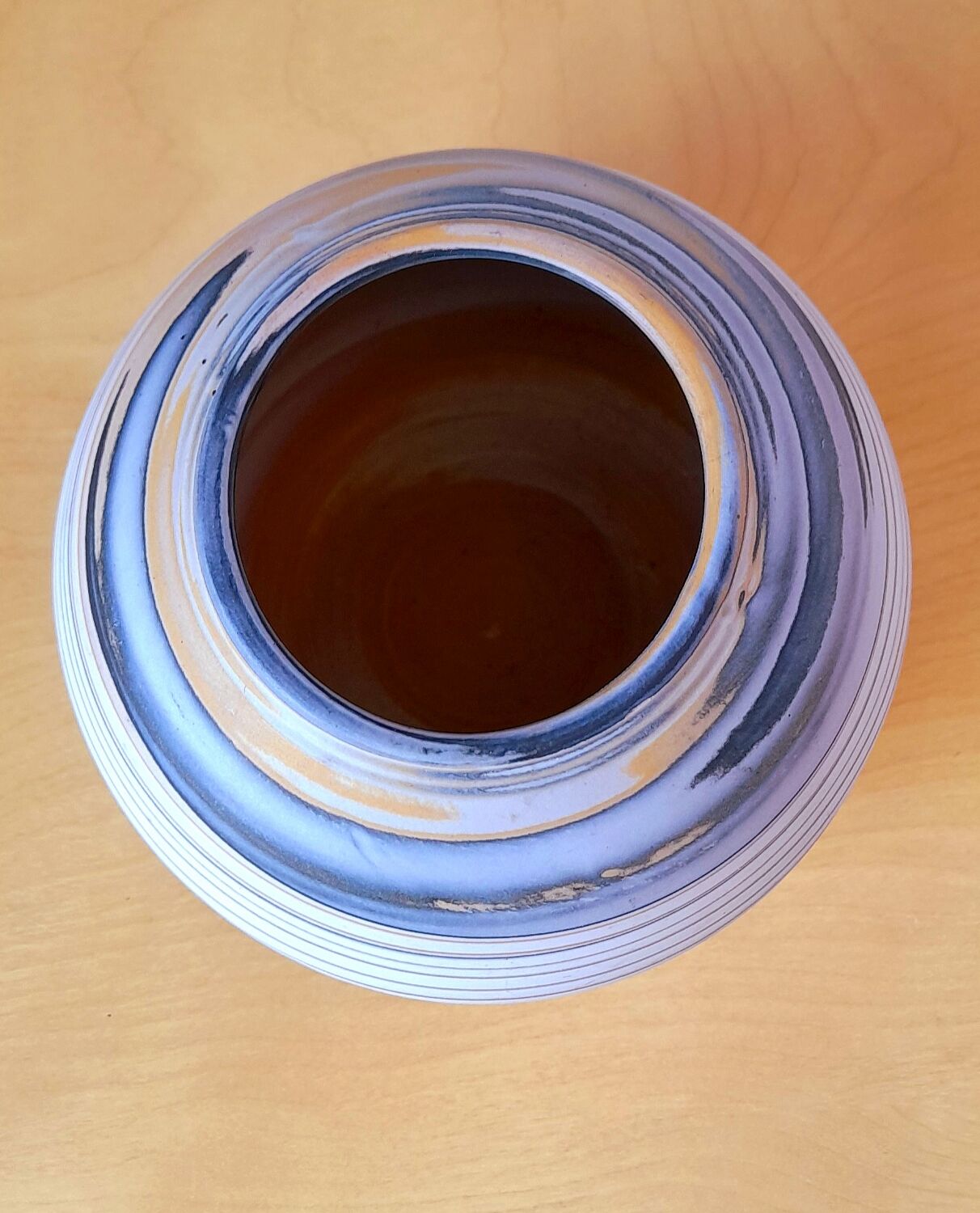 Mixed earth ceramic vase signed