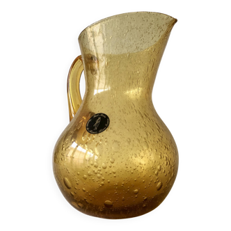 Handmade bubble glass pitcher