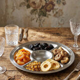 Large compartmented stainless steel hors d'oeuvre platter by Guy Degrenne, France, vintage.