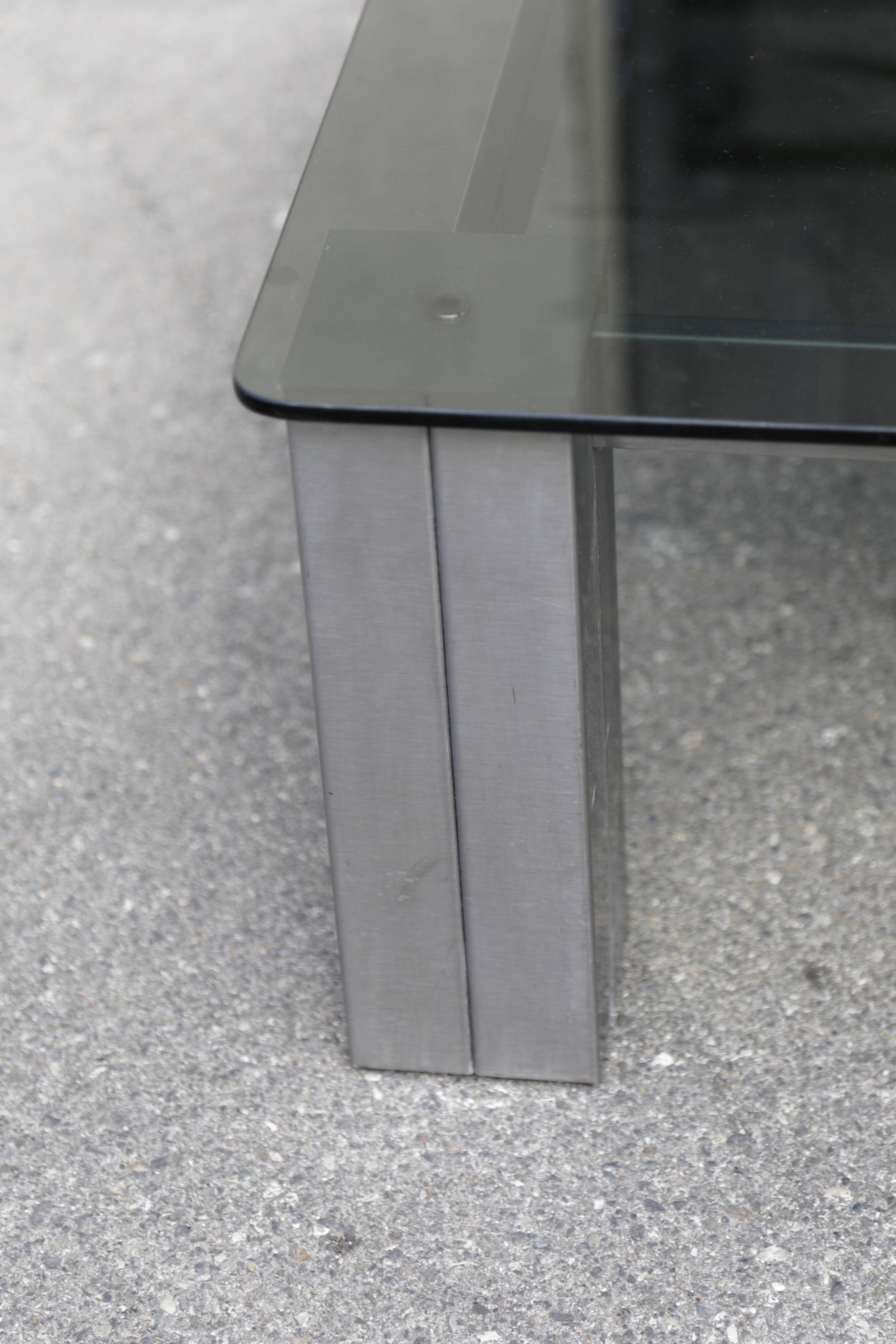 Square coffee table smoked glass Italy 70