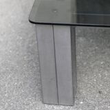 Square coffee table smoked glass Italy 70