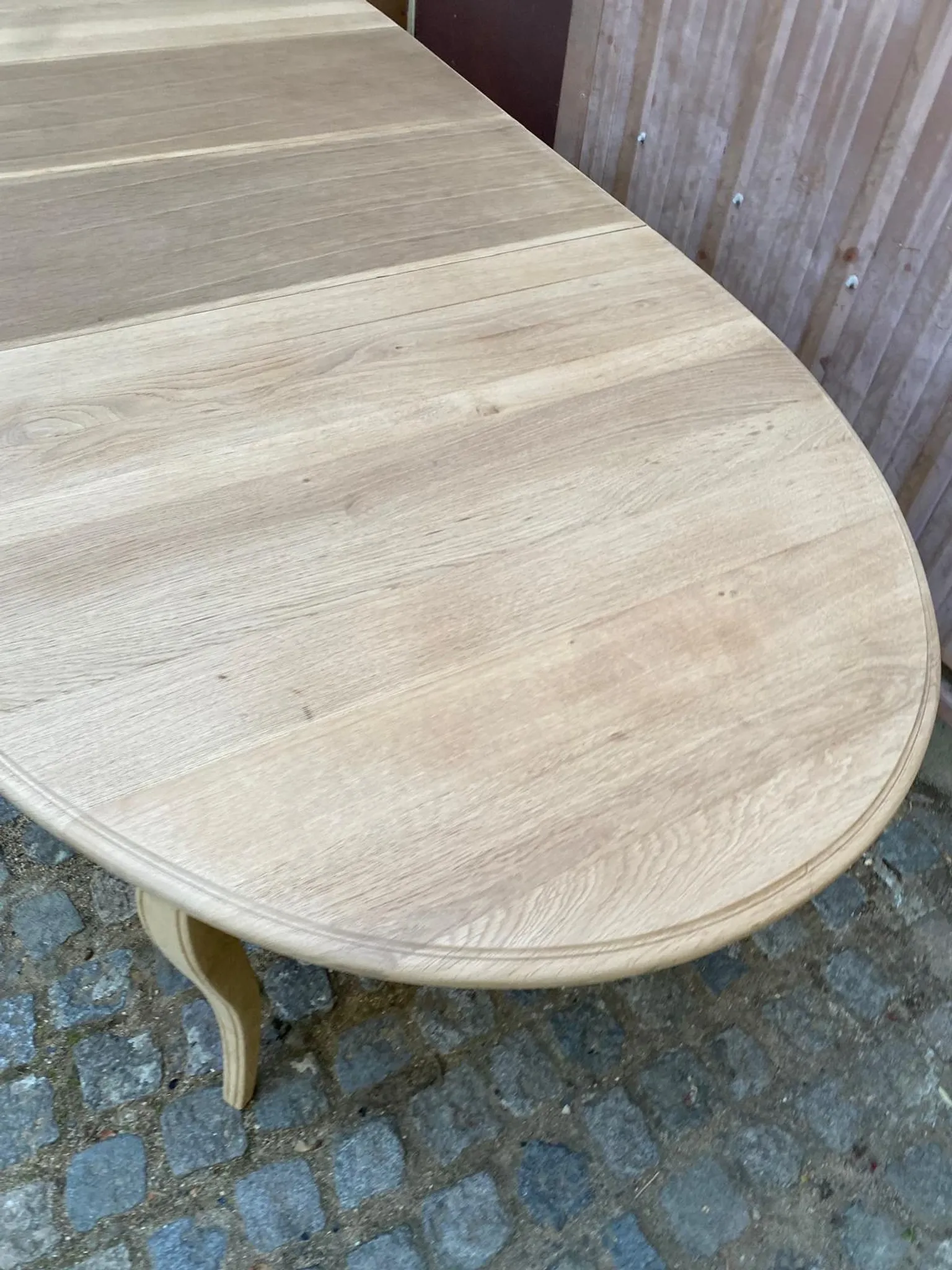 Louis XV oval extendable dining table stripped in solid oak 260cm 1970