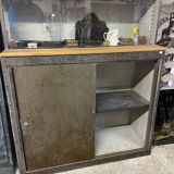 Buffet or Bookcase 2 bodies in polished and varnished steel circa 1960