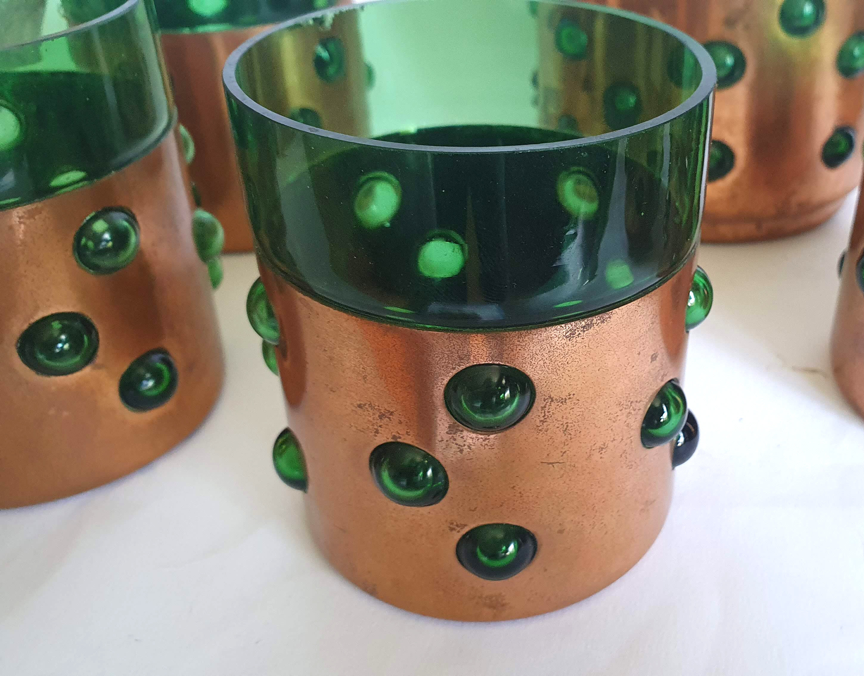 1950s whiskey glasses and ice bucket
