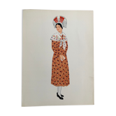 Lithograph national costumes - Champagne