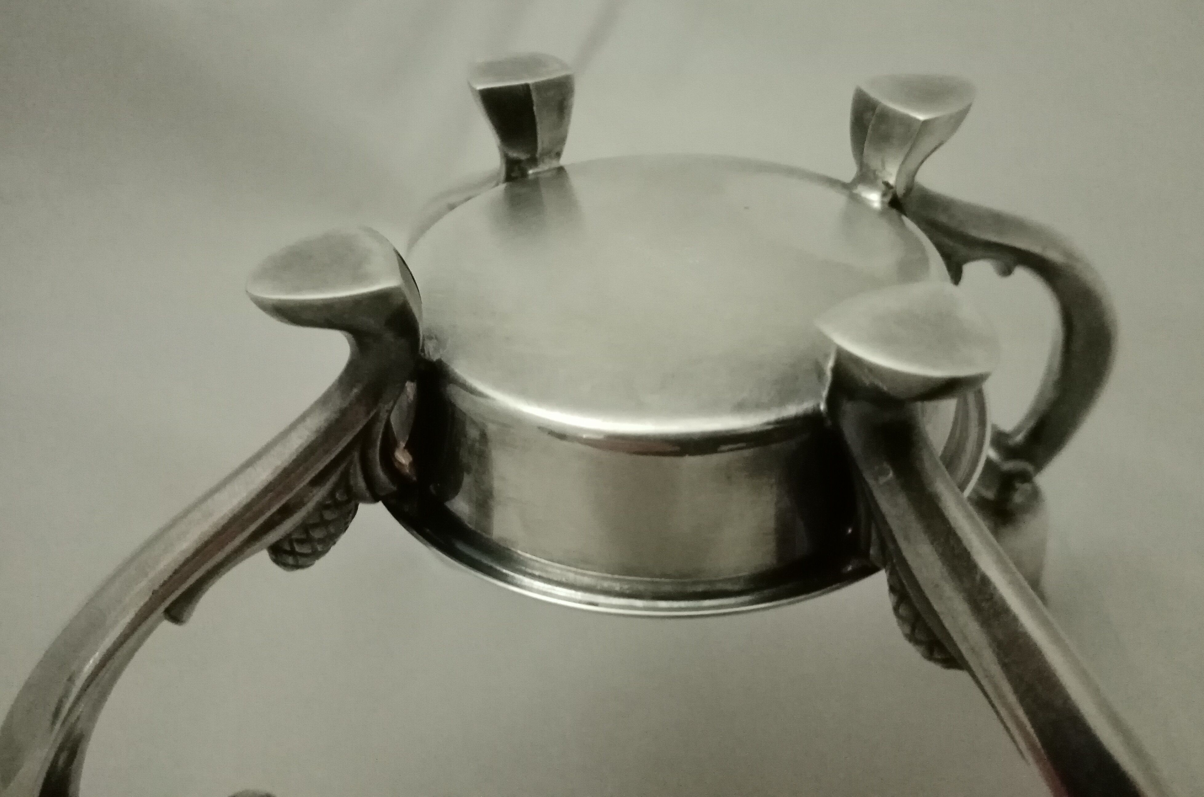 Reed - barton art deco glass-cut silver metal candlestick