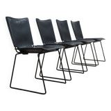 Leather stacking chairs by Toyoda Hiroyuki for ICF 1980s, set of 4