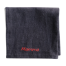 Embroidered caviar blue linen towel