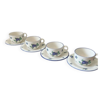 Tasses à thé modèle Blueberry porcelaine Doulton