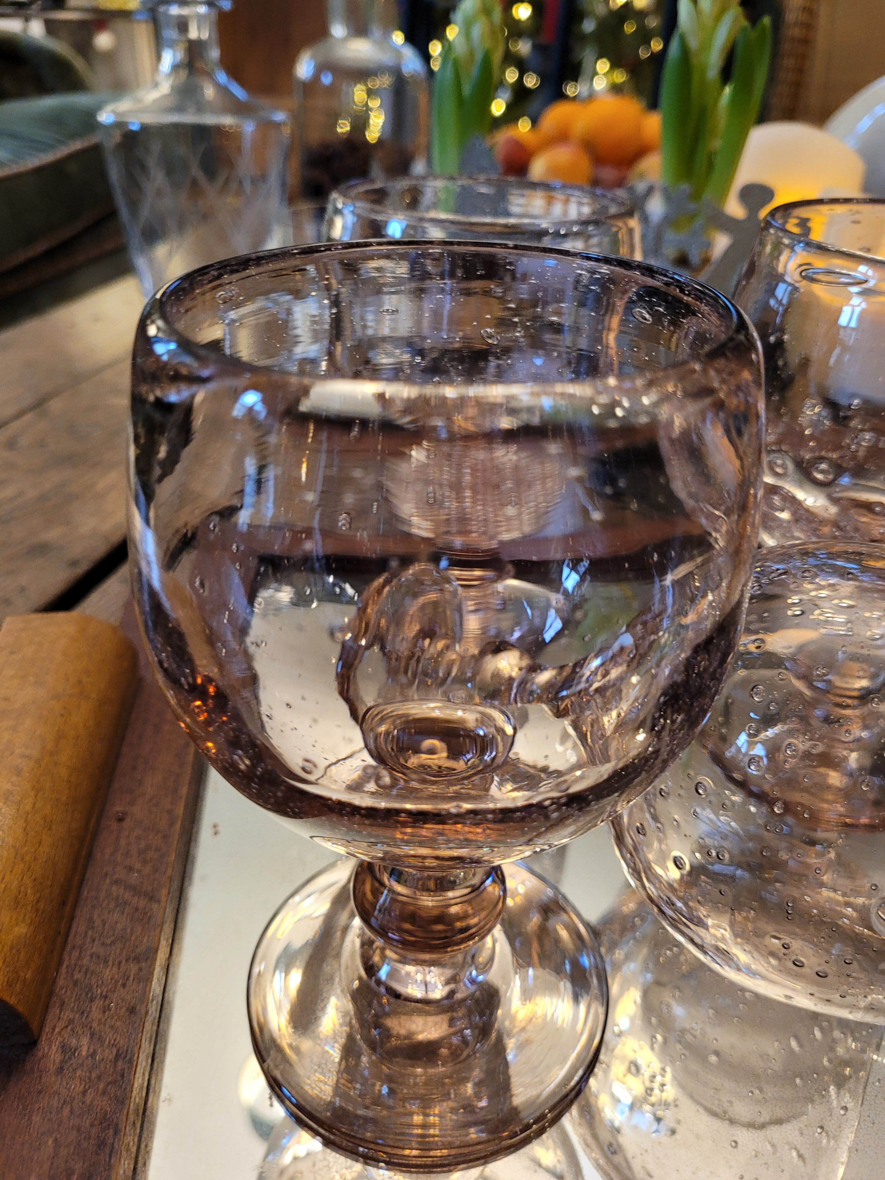 6 bubble blown glasses 70's