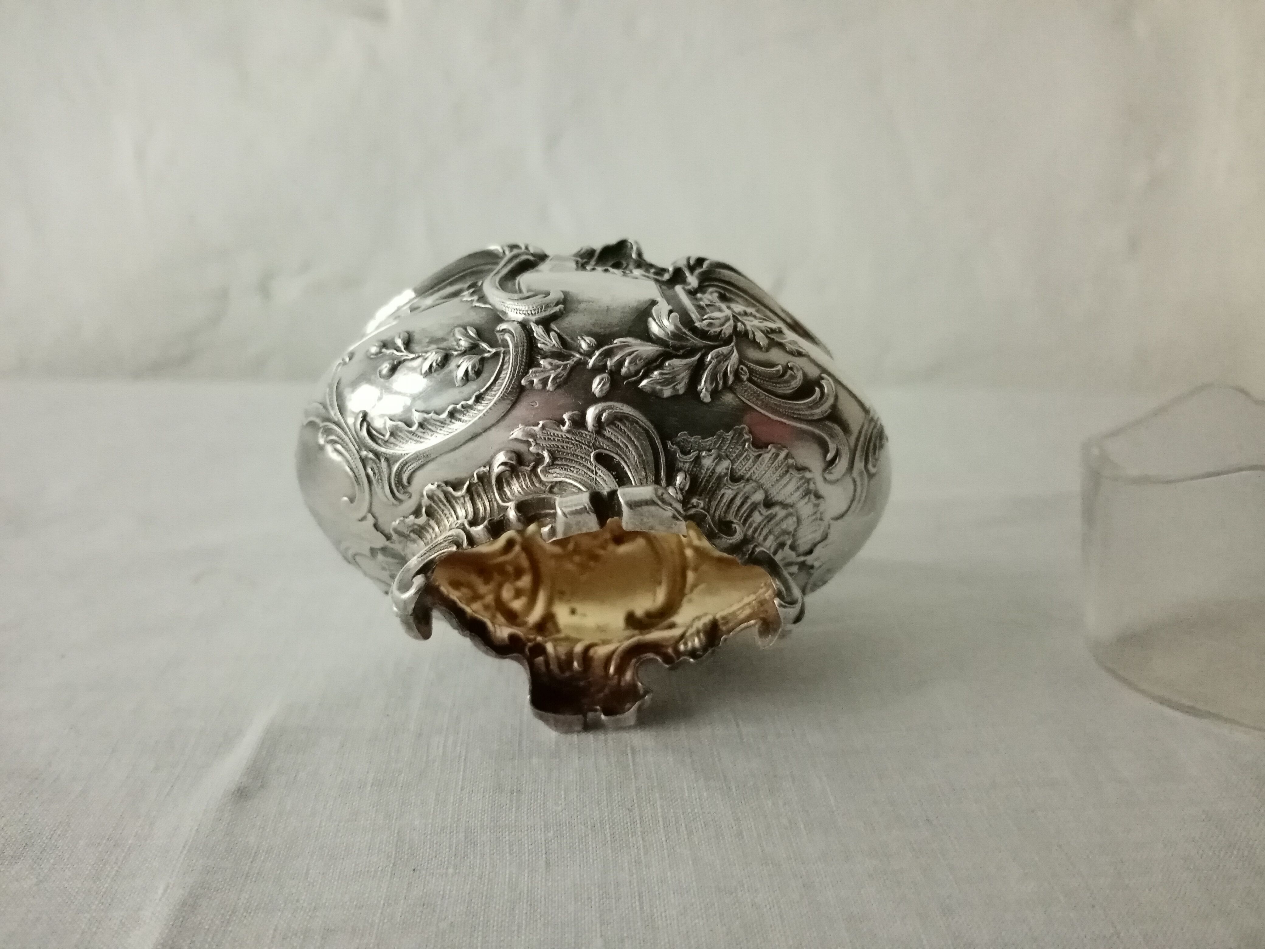 Former silver salt shaker miner punches rock dirt silver and 19th century glass