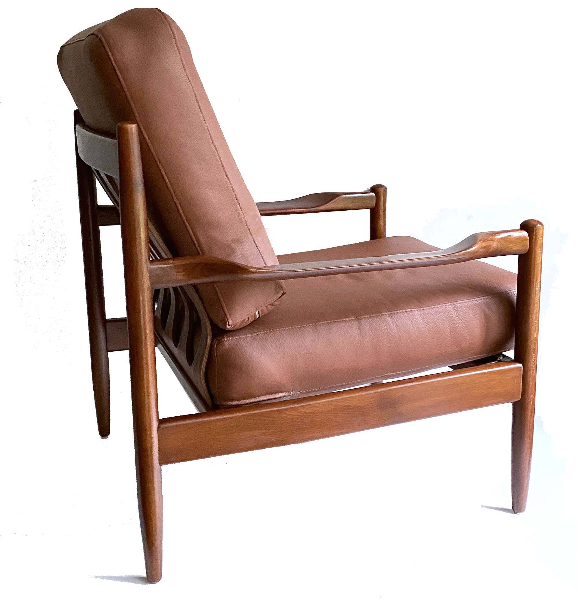 Pair of Scandinavian Teak and Leather Armchairs, 1960s