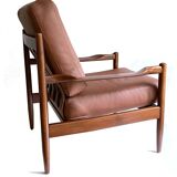 Pair of Scandinavian Teak and Leather Armchairs, 1960s