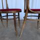 Set of 4 Vintage Bentwood Bistro Chairs, Red Upholstery