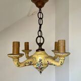 Chandelier with 4 lights in Saint-Aignan earthenware, circa 1940