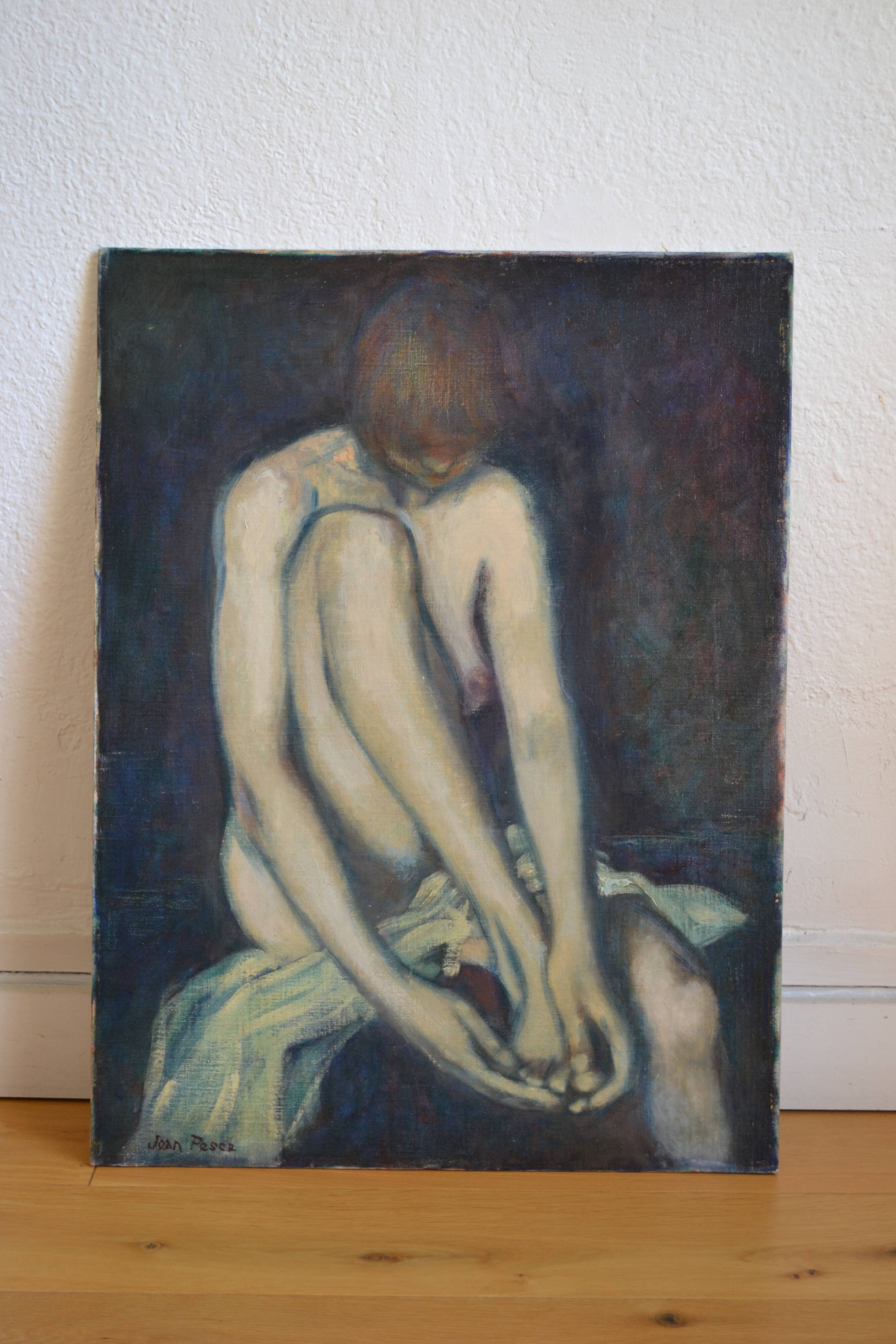 Jean Pesce (1926) painting "nude with bent leg" HSP
