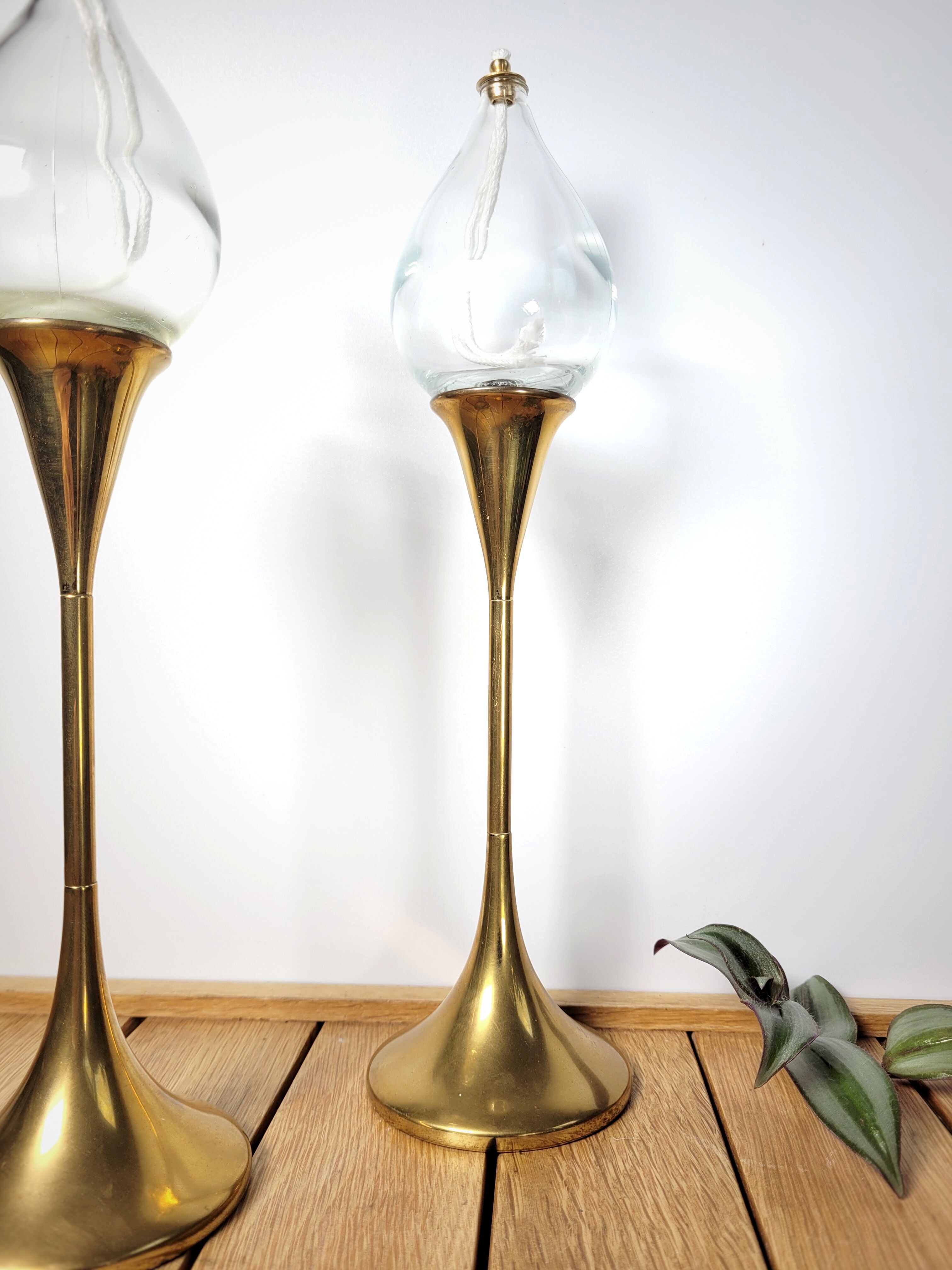 Pair oil lamps F. Andersen 70s