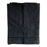 Drap Ancien En Lin Et Coton Bleu Nocturne