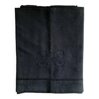 Antique Linen and Cotton Sheet in Night Blue