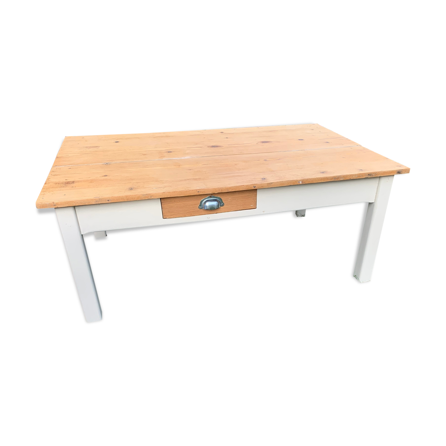 Country farmhouse coffee table raw white wood