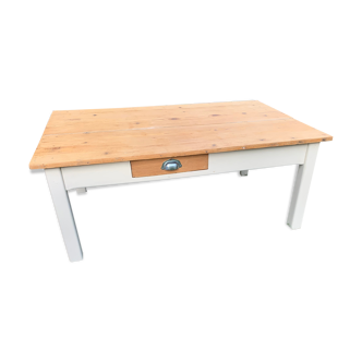Country farmhouse coffee table raw white wood