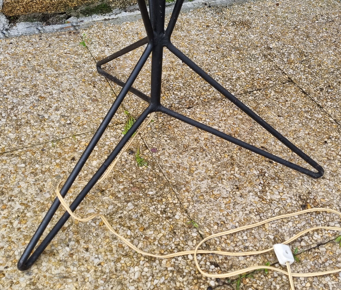 Tripod floor lamp, shelf and plant holder, vintage, 50s