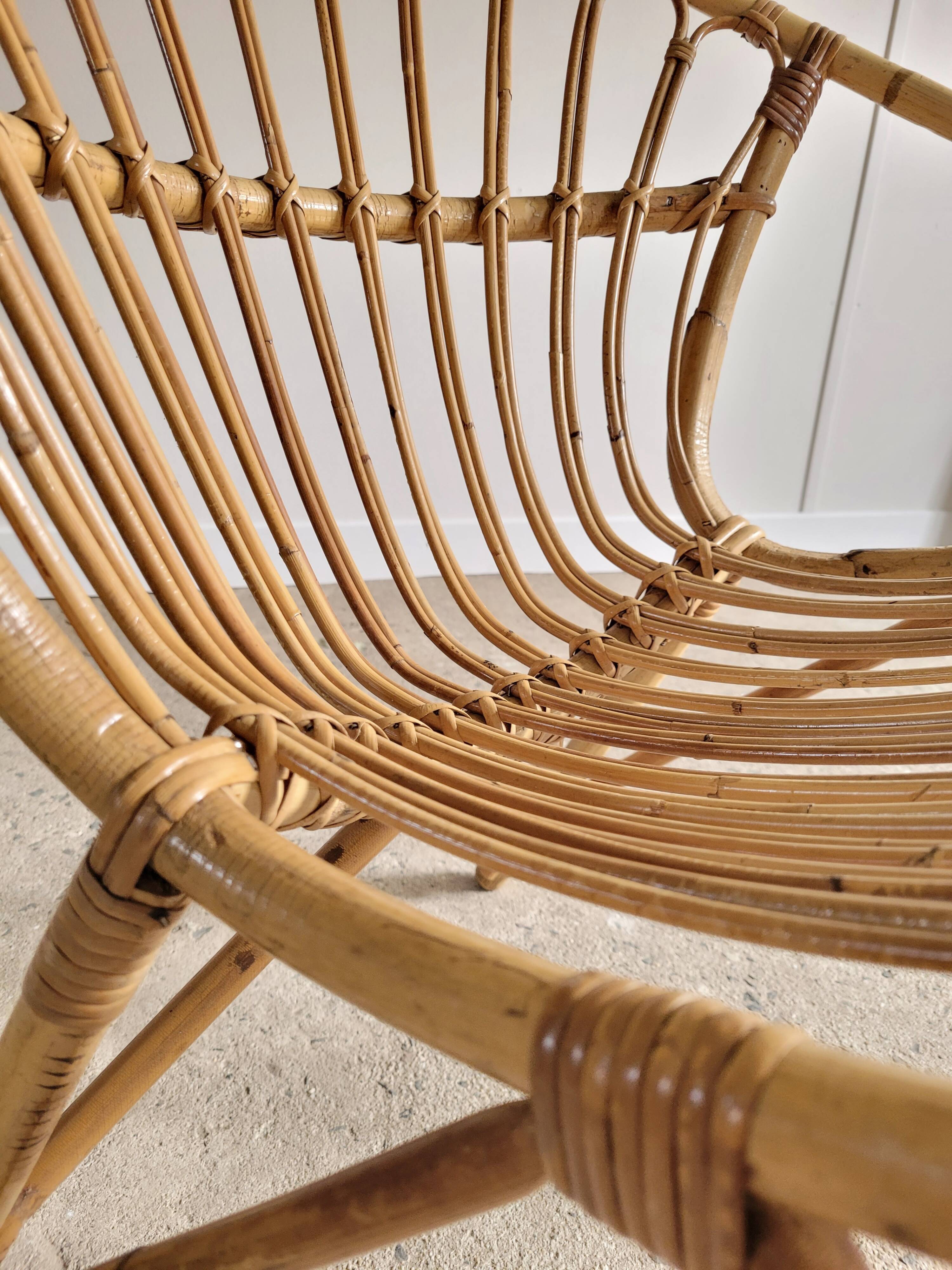 Fauteuil en rotin vintage