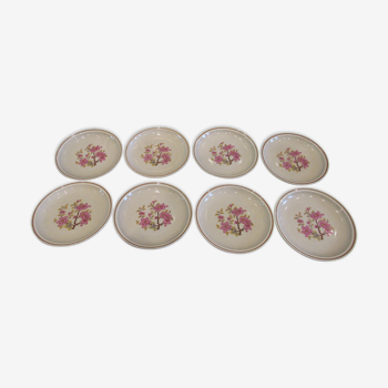 Set of 8 dessert plates decor foral pink GIEN