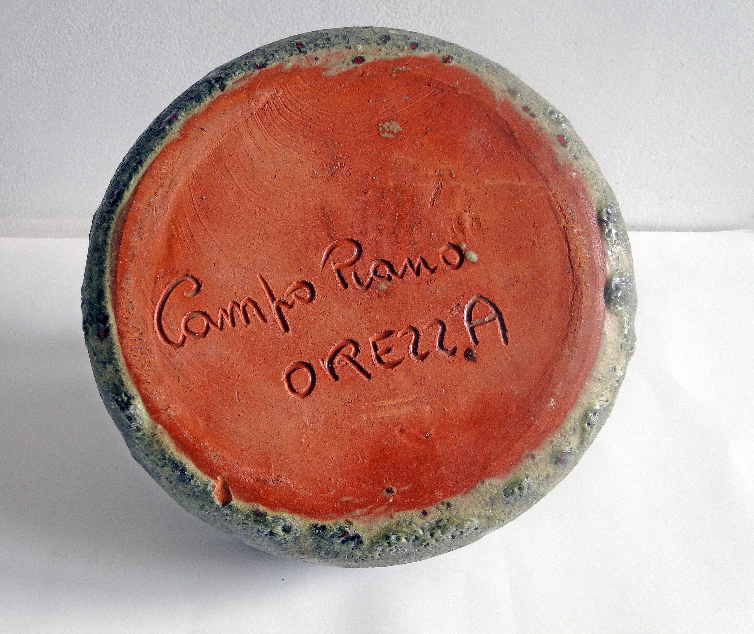 Old terracotta basket signed Campo Piano Orezza Corsican pottery Vintage 1960