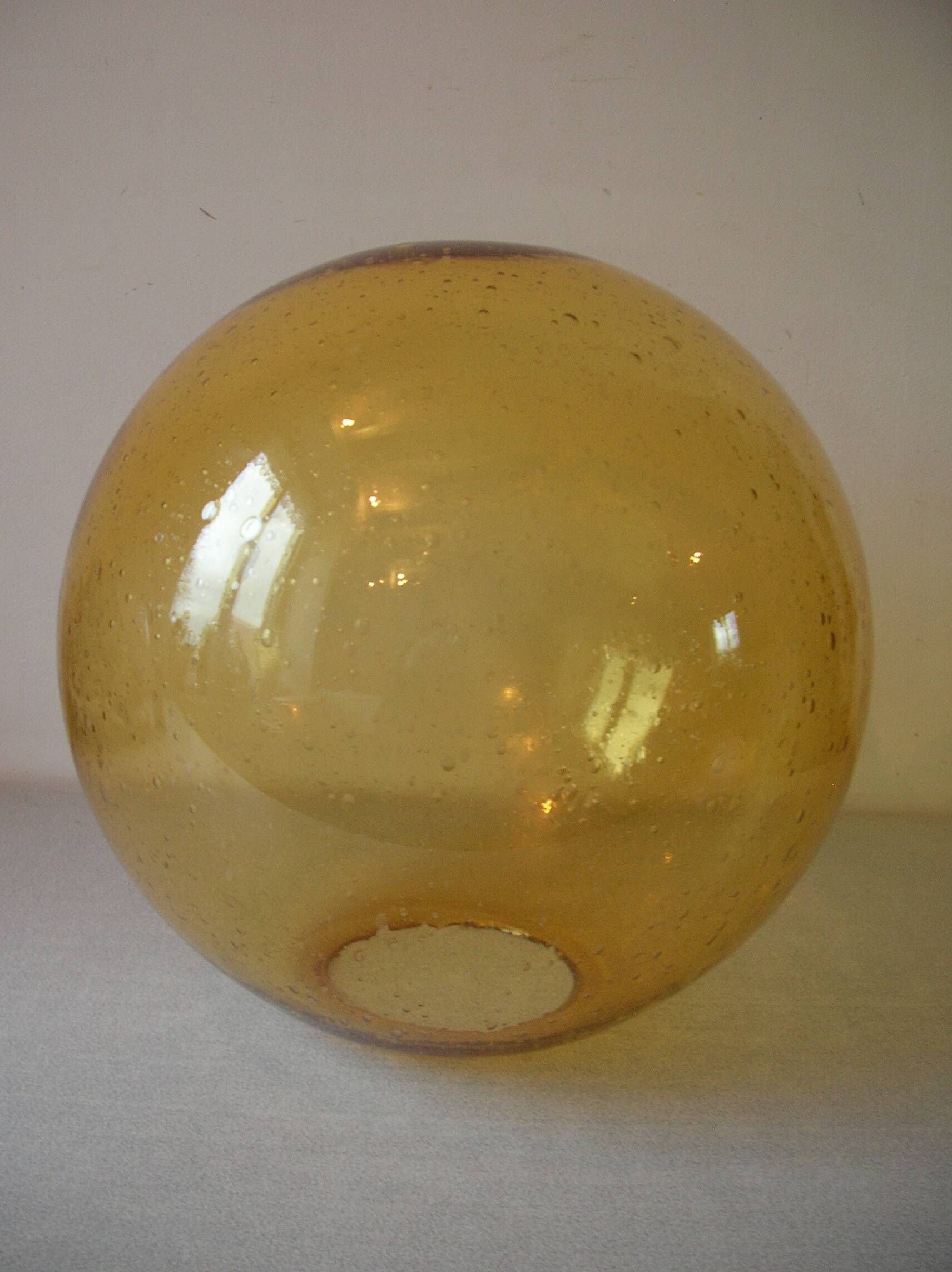 Old large lampshade globe ball sphere amber glass bubbles chandelier lighting fixture