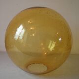 Old large lampshade globe ball sphere amber glass bubbles chandelier lighting fixture