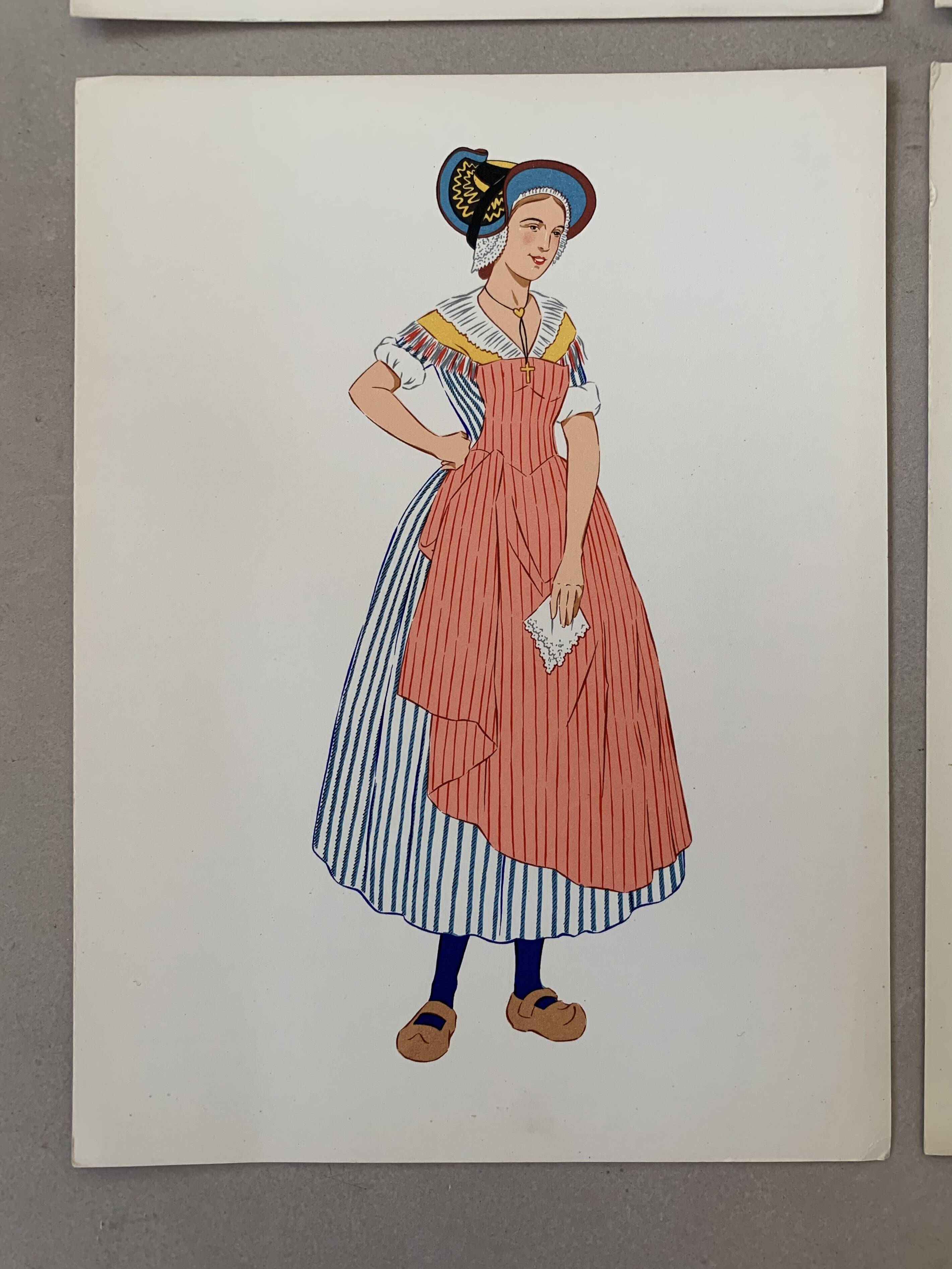 Lithographie costumes nationaux - Champagne