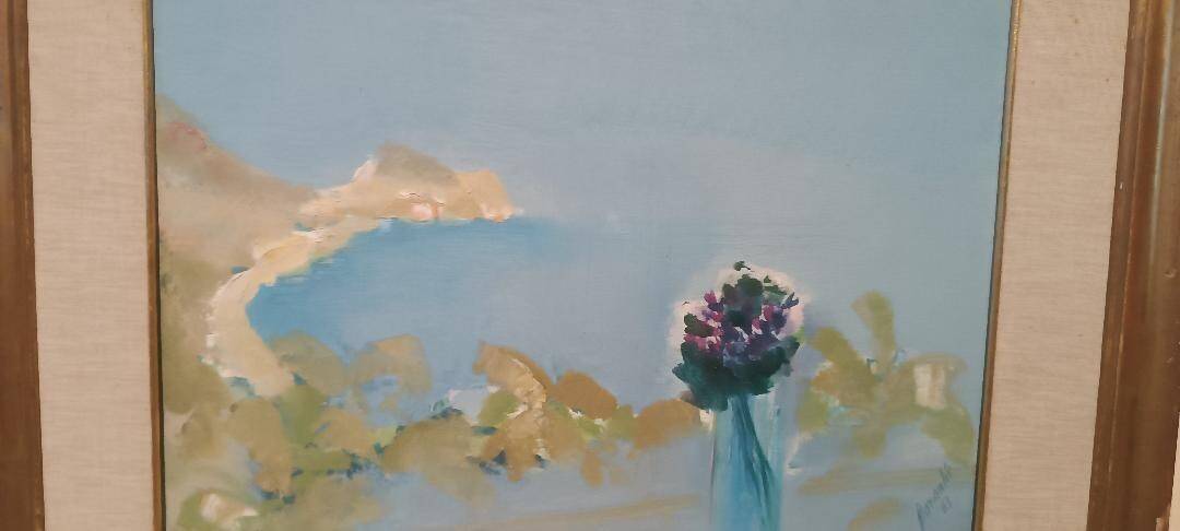 Abstract painting by Renato Borsato (Venice 1927-2013) "Title Violets" 1963