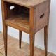Table de chevet ancienne en bois, poignées latérales ajourées, fin XIXe