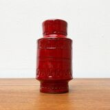 Red pottery vase Rimini Italian from the mid-century by Aldo Londi for Bitossi, 1960s.