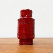 Red pottery vase Rimini Italian from the mid-century by Aldo Londi for Bitossi, 1960s.