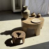 Oval petrified wood dish or bowl with grey edges D28x24 -3779