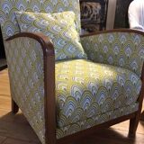 Art Deco armchair new tapestry restored