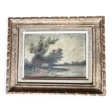 Painting: oil on panel - landscape