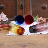 Four handmade colored tall glasses