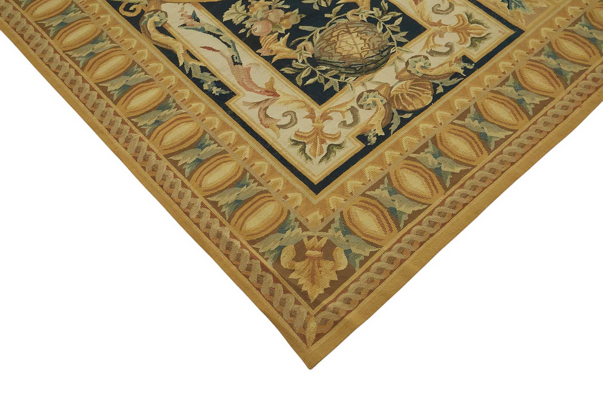 Handmade European Vintage Aubusson Kilim 297 cm x 448 cm