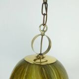 Vintage pendant lamp amber color acrylic and brass 1970s