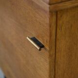 Folding occasional desk, steel, brass and oak, 1960s